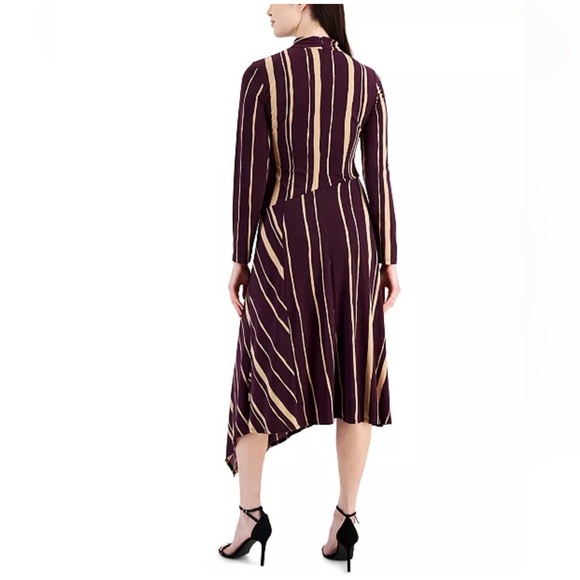 Taylor Dress Printed Asymmetrical-Hem‎ Long-Sleeve, Women's Size 4 Petite - Picture 2 of 11